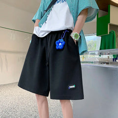 Threebooy 5-point Casual Pants Summer All-match Loose Straight Wide-leg Shorts Casual Sports Overalls Thin With Small Pendant
