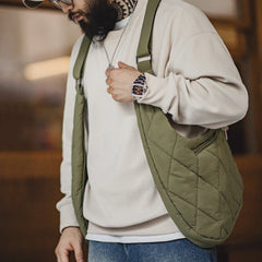 Threebooy Men's Quilted Vest Bag Large-capacity Crossbody Cotton Bag Outdoor Multifunctional Padded Vest Heated Sleeveless Jacket