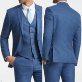 Threebooy Men's Suit Two Buttons 3 Pieces Blazer Pants Buckle Work Wool Wear Side Fork Wedding Prom Costume Size Color