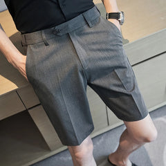 Threebooy British Style Men's Summer Casual Shorts/Male Slim Fit Business Fashion Suit Shorts Plus Size 28-36