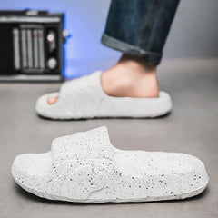 Threebooy Men Summer Casual Slippers Mens Black Slides Slip On Soft Lightweight Indoor Home House Beach Shoes