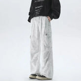 Threebooy Vintage Tie dye Men's Baggy Denim Trousers White 2025 New Streetwear Wide Leg Loose Denim Pants Fashion Straight Gargo Pants