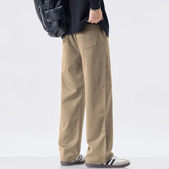 Threebooy Casual Straight Pants Men Comfortable Loose Wide Leg Solid Color Fashionable Pants Drawstring Sweatpants Male Streetwear