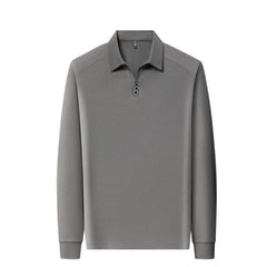 Threebooy Middle-aged Men's Autumn Turn-down Collar Loose Plus Size POLO Shirt Luxurious Business Long-sleeved Shirt Golf Men Clothing