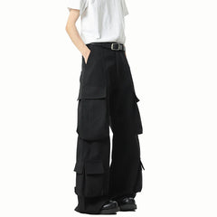 Threebooy Men Loose Fit Cargo Pants Workwear Trousers Multi Pocket Outdoor Casual Joggers Streetwear Hip Hop Drop Crotch Trousers for Men