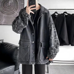 Threebooy Black Vintage Cashew Flower Jackets Men Spring and Autumn Women's Men's Clothing Coat Harajuku Streetwear Trendyol Fashion Coat