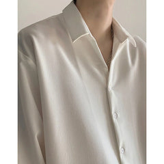 Threebooy Men's White Long Sleeve Loose Casual Cotton Shirt French Cuff Mens Fashion Shirts Slim Fit Camisa Masculina Size M-2XL