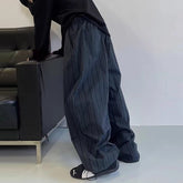 Threebooy Men Trendy American Vintage Striped Oversized Streetwear Baggy Pants Y2K Harajuku Hip Hop Casual Wide Leg Trousers Pantalones