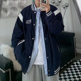 Threebooy Embroidered Letters Loose Fashion Trend Youth Leisure Waffle Baseball Jacket Spring And Autumn New Street Fashion Jacket Men