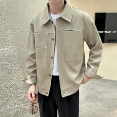 Threebooy Spring and Autumn Men's Bomber Jacket Casual Men's Outerwear Windbreaker Stand Collar Jacket Men's Workwear Jacket M-3XL