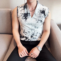 Threebooy Summer New Men's Pure Cotton Tank Top Fashion High Quality Sleeveless V-neck Breathable Slimming Tank Top T-shirt