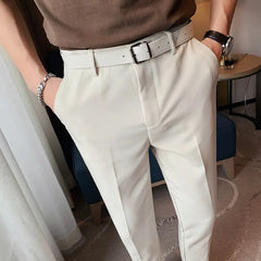 Threebooy Men Suit Pants Spring Pure Color Business Casual Formal Pants Slim High Quality Men's Fashion Classic Men's Suit Trousers