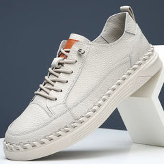 Threebooy Men's Spring Autumn New Style Genuine Leather Soft Bottom Breathable Casual Shoes Trendy Versatile Casual Men's Flat Sho