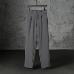 Threebooy New Japanese Retro Male Suit Pants Light Luxury Straight Draped Button-down Business Casual Pants Premium Slim Elegant Trousers