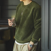 Threebooy Workwear Retro Dark Grey Fleece Warm Sweater 500g Thick Hatless Overlay Coat Head Men's Autumn