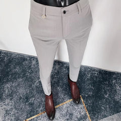 Threebooy Fashion Men Business Dress Pants Office Social Wedding Streetwear Casual Suit Pants Slim Fit Trousers Costume Homme 28-36