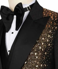 Threebooy Luxury Men Suit 2 Pieces Beaded Crystal Customized Single Breasted High Quality Groom Wedding Slim Fit Tuxedos