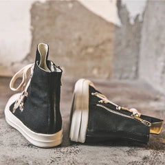 Threebooy High-top Sneakers for Women Men's Casual Shoes Cross-tied Thick Bottom Canvas Punk Designer Trendy Unisex Couple Shoes