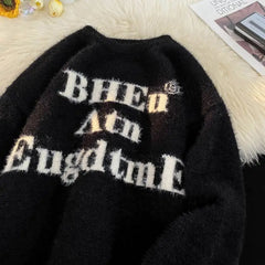 Threebooy New Thick Sweater Men's and Women's Trendy Brand Letter Jacquard Knitted Sweater Loose Soft Glutinous High End Feeling Coat