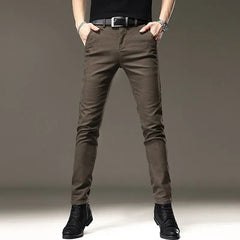 Threebooy Casual Pants Men in Spring Summer New Style Comfortable Small Feet Elastic Slim Fit Trendy Versatile Casual Long Pants New Style