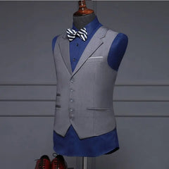 Threebooy Suit Collar Men's Suit Vest Men's Vest Trendy Business Lapel Vest Without Ironing Slim Professional Suit Horse Clip