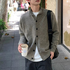 Threebooy Japanese Vintage Cardigan Coats Light Luxury Knitted Lapel Long Sleeve Men Sweater Jacket Leisure Premium Quality Knitwear M-3XL