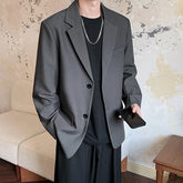 Threebooy Handsome Casual Blazers Men Leisure Loose Suit Jackets Trendy Male Daily Streetwear All-match Simple Korean Suit-tops Gray/Black