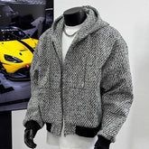 Threebooy New Autumn Men Textured Hooded Sweatshirt Jacket Light Luxury Harajuku Zip-up Leisure Fashion Long Sleeve Hoodie Crop Coat M-2XL