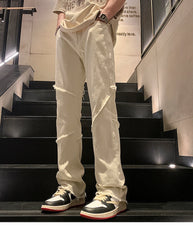 Threebooy New Spring Jeans Loose-fit Straight-leg Sporty Workwear Pants Hong Style Washing Jeans For Men