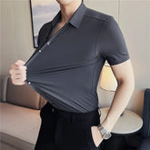 Threebooy Brand Clothing Men's Summer Casual Short-Sleeved Shirt/Camin Men's Slim Fit Short Sleeve Business Shirts Plus Size S-4XL