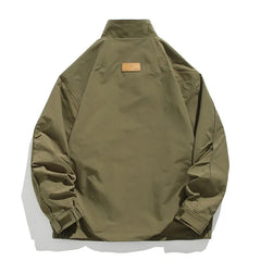 Threebooy Korean Styles Men Casual Jacket Multiple Pockets Spring Autumn Minimalist Slim Fitting Standing Collar Work Jacket Male Clothes