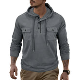 Threebooy European American Men's Sweatshirt Outdoor Hooded Sports Pocket Long-sleeved Drawstring Bottoming Top Hoodies