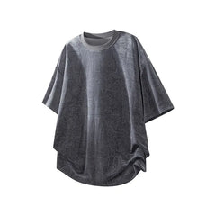 Threebooy New Mens Loose Fit Round Neck Tshirt Soft Drape Fabric Short Sleeve Casual Top Trendy Streetwear Breathable Lightweight Tee Hot