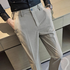 Threebooy Brand Clothing New Corduroy Casual Suit Pants Man Regular Skinny Fit Trousers Black Beige Grey Pant Male Big Size 28-36
