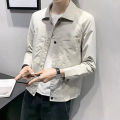 Threebooy Trendy Slim Fit Men's Jackets Solid Color Harajuku Casual Male Coats Y2k High Quality