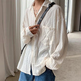 Threebooy Autumn French Vintage Hollow Long Sleeve Shirt Lazy Style Niche Design Trendy Loose Top