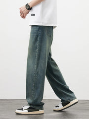 Threebooy New Men's Straight Vintage Jeans Soft Lyocell Casual Trousers Personality High Quality Male Korean Fashion Baggy Denim Pants