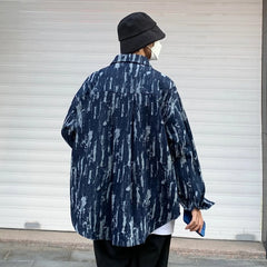 Threebooy Men's Wash Hole Long Sleeve Denim Shirts Camisa Masculina Slim Fit Hawaiian Casual Fashion Trend Blue Color Shirts M-2XL