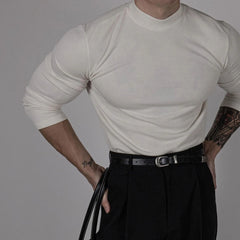 Threebooy Mens T-Shirt Sports Fitness Elastic Bottoming Shirt Breathable Solid Color Versatile Simple Gym Long-Sleeved Top Men'S Clothing
