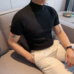 Threebooy clothing Men Summer Casual Knit Sweaters/Male Slim Fit Round Collar Trend Short Sleeve T-shirts Plus Size S-3XL