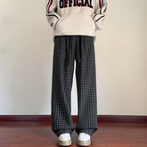 Threebooy Autumn Woolen Pants Men Oversized Fashion Retro Plaid Pants Men Streetwear Hip-hop Loose Wide Leg Pants Mens Vintage Trousers