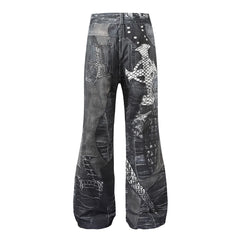 Threebooy Distressed Streetwear Baggy Black Jeans for Men and Women Straight Hip Hop Loose Denim Trousers Vintage Casual Ripped Cargos