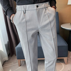Threebooy Korean Style Men Spring High Quality Leisure Pants/Male Slim Fit Fashion Solid Color Office Dress Trousers Plus size 29-36
