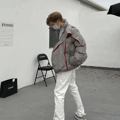 Threebooy 90s 00s Fashion Streetwear American Cotton Jacket Men's Winter New High Street Thick Warm Loose Cotton Jacket