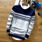Threebooy Men's Round Neck Knitted Sweater Autumn/winter Casual Trendy Base Layer Top Fashionable Knitwear Youth Korean Style