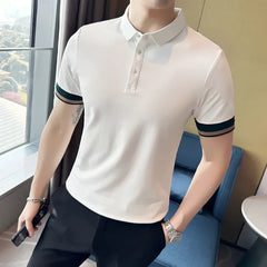 Threebooy New Summer Men Polo Shirt Printed Fashion Lapel Breathable Casual Tees Tops Short Sleeve Hip Hop Polos Shirts S-4XL
