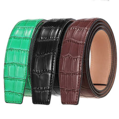 Threebooy 3.5cm Cowskin Genuine Belts for Automatic Buckle Luxury Crocodile Belt without Buckle Black Coffee Green Belts
