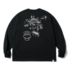 Threebooy Mens Y2k Dark Style Tops Autumn And Winter New Fashion Trend Printed Pattern Threaded Cuffs Casual Long-Sleeved T-Shirt Men