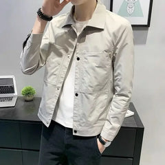Threebooy Trendy Slim Fit Men's Jackets Solid Color Harajuku Casual Male Coats Y2k High Quality