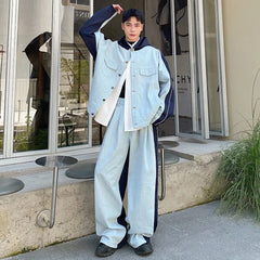Threebooy Men's Denim Hoodie Combo 2-Piece Set